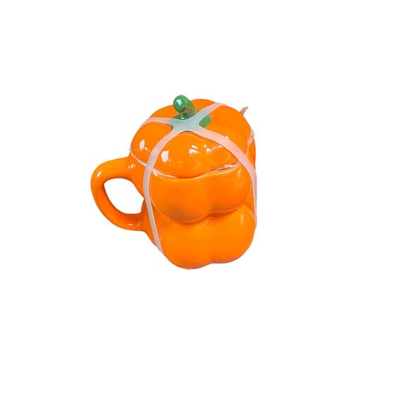 Rae Dunn Stacked "Boo" Pumpkin Mug With Lid - Picture 2 of 4